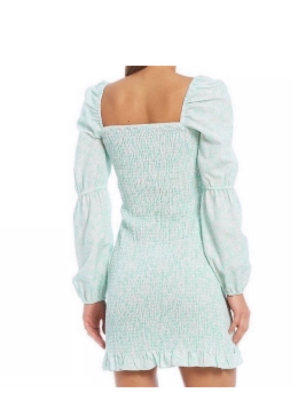 Green and white long sleeve mini dress M